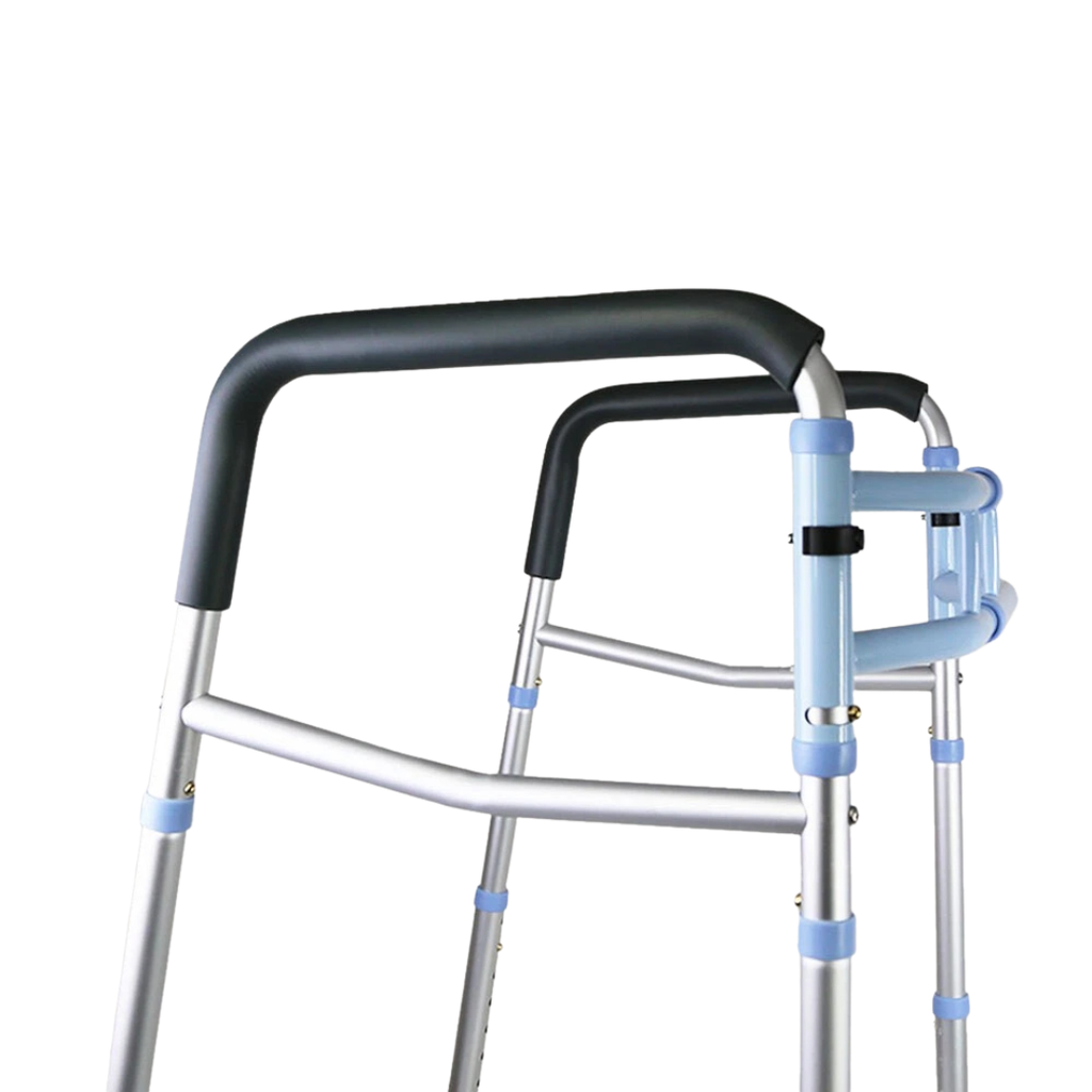 Adjustable 2-in-1 Folding Walker & Toilet Safety Handrail | Elderly Mobility Aid Aluminium Frame