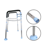 Adjustable 2-in-1 Folding Walker & Toilet Safety Handrail | Elderly Mobility Aid Aluminium Frame