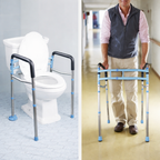 Adjustable 2-in-1 Folding Walker & Toilet Safety Handrail | Elderly Mobility Aid Aluminium Frame