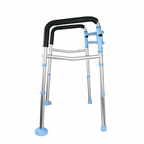 Adjustable 2-in-1 Folding Walker & Toilet Safety Handrail | Elderly Mobility Aid Aluminium Frame