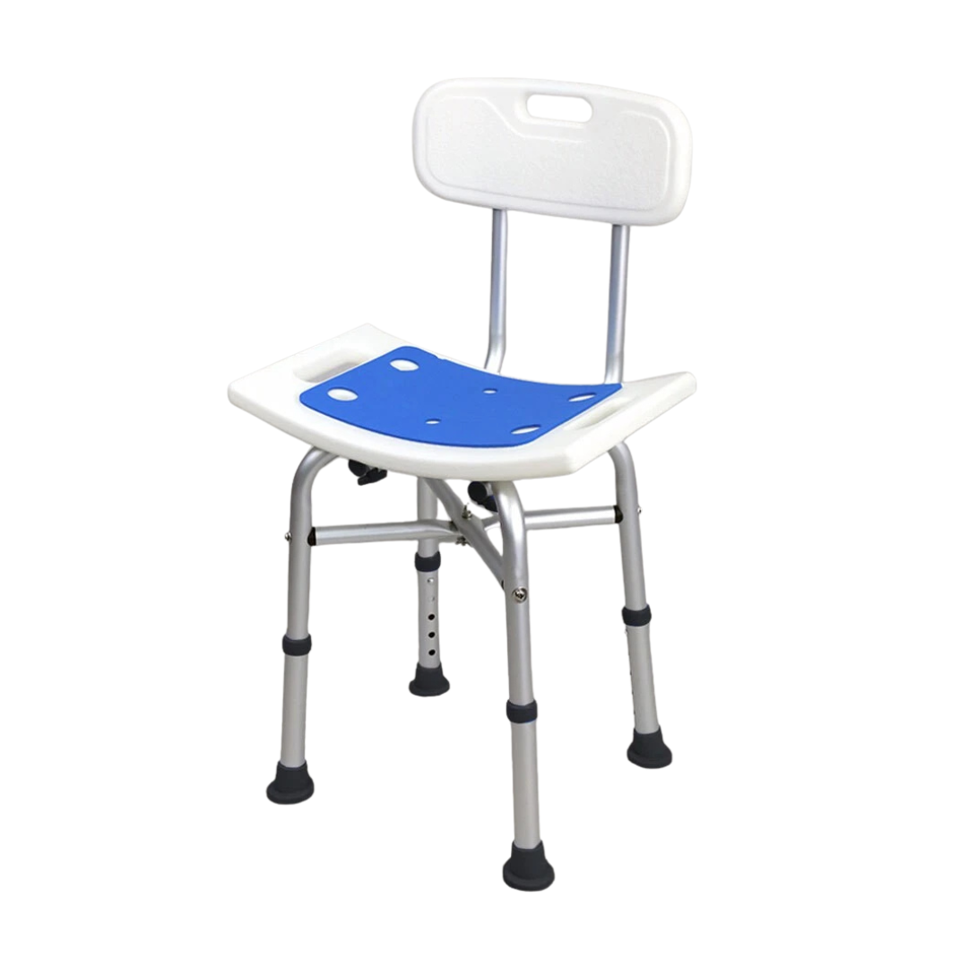 Adjustable Bath & Shower Chair with Backrest – Height Adjustable Non-Slip Bathroom Seat for Elderly & Disabled