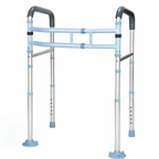 Adjustable 2-in-1 Folding Walker & Toilet Safety Handrail | Elderly Mobility Aid Aluminium Frame