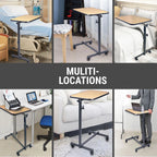 Adjustable Overbed Table with Wheels – Mobile Over-Bed Desk for Laptop, Meal & Study – Height Adjustable Medical Bedside Table