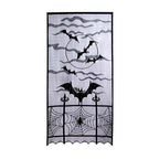 Halloween Curtains – Black Lace Bat & Spiderweb Window Decoration, 101 x 213cm