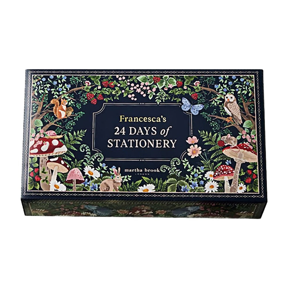 Stationery Advent Calendar – 24 Days of Woodland Stationery Gifts for Adults, Bookshelf Box