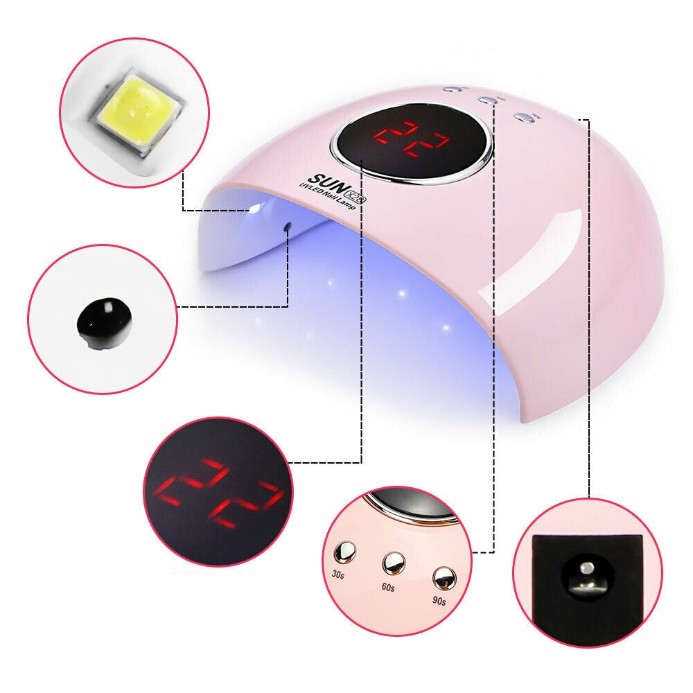 120W UV LED Nail Lamp – Professional Gel Nail Polish Dryer with LCD Timer (USB)