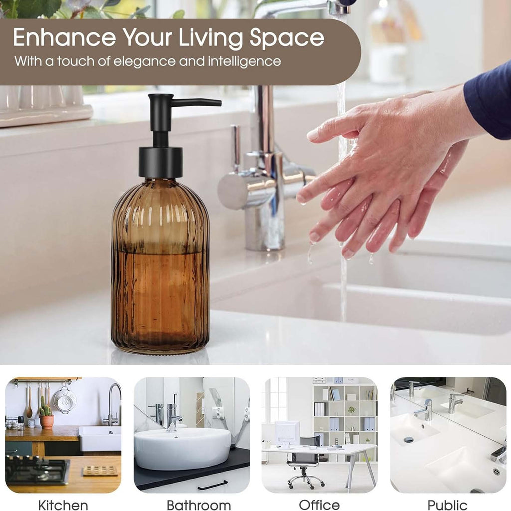 2PCS 400ml Clear Pump Bottles Refillable Soap Shampoo Conditioner Dispensers
