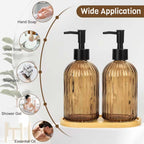 2PCS 400ml Clear Pump Bottles Refillable Soap Shampoo Conditioner Dispensers