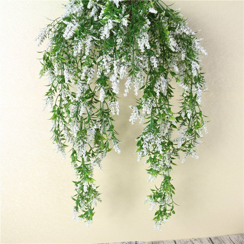 4PCS Artificial Hanging Lavender Plants Faux Vine Flowers Home Wedding Decor