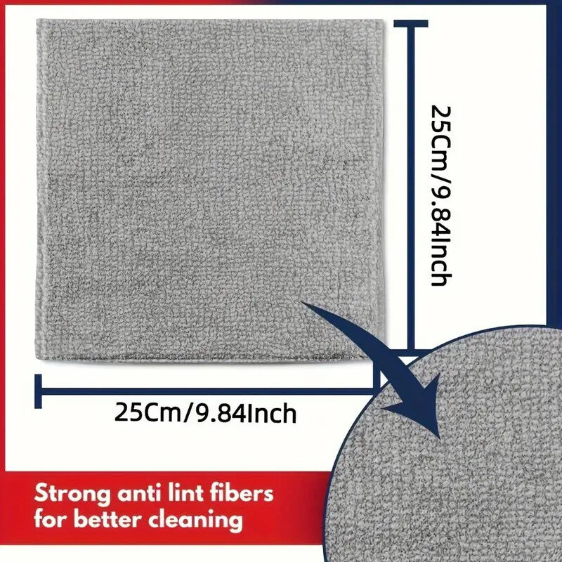 50PCS Twist Pile Microfibre Cleaning Cloths Grey Car Home Reusable Dusting Towels
