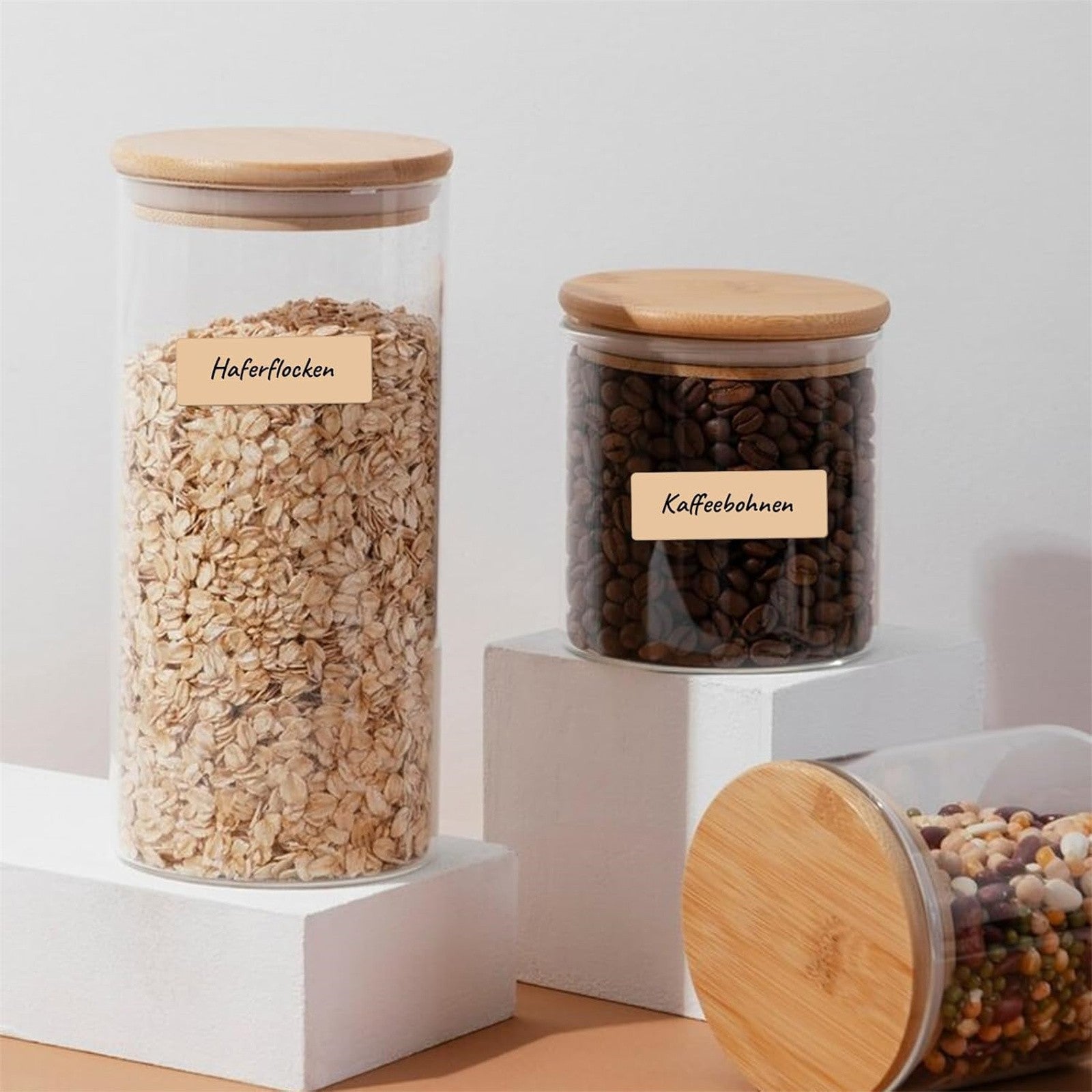 5 Rolls Small Kraft Blank Label Stickers - Writable Name Labels for Jars, Kitchen and Stationery