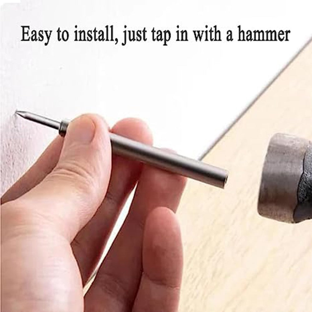 Tapping a nail in with a hammer and tool