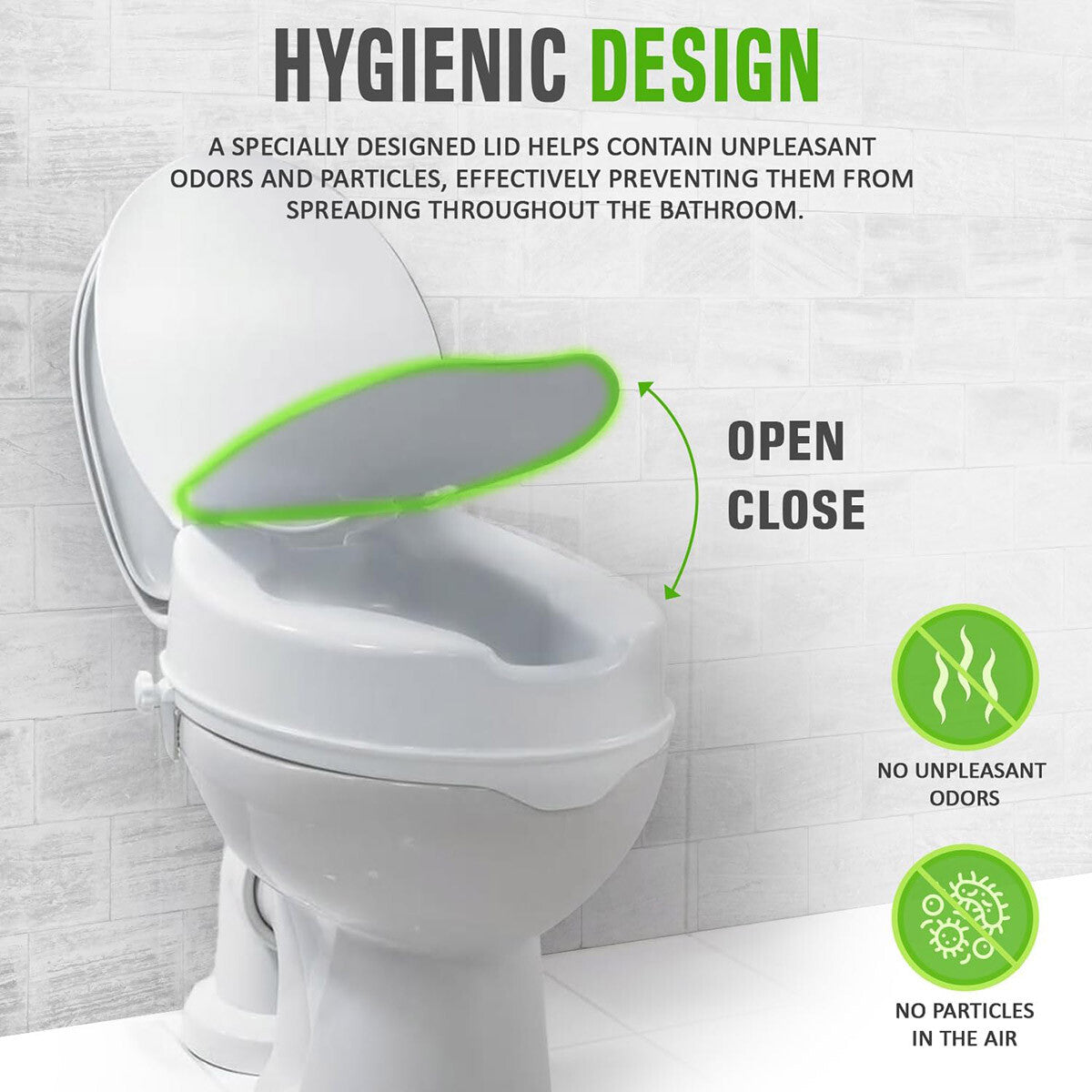 Elongated Raised Toilet Seat with Lid | Non-Slip Booster Seat for Elderly, Pregnant & Post-Surgery Recovery