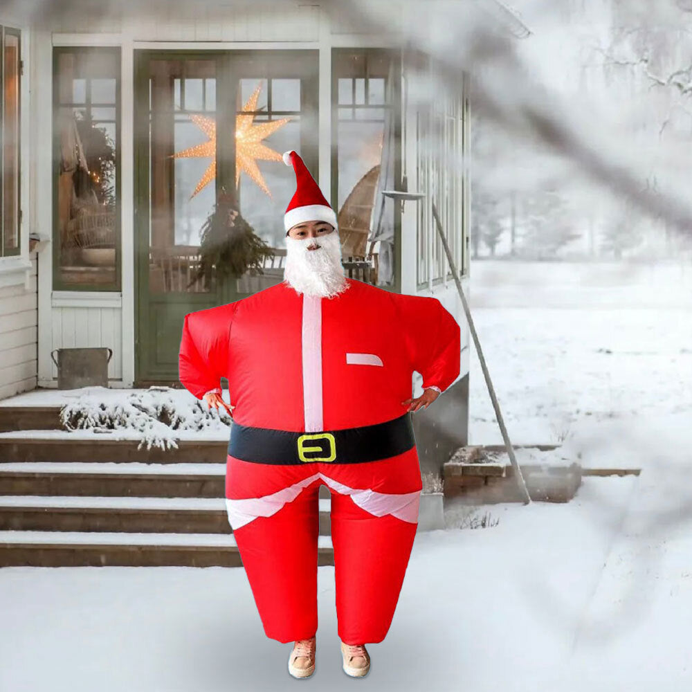 Inflatable Santa Claus Costume Christmas Suit, Funny Props Outfit Xmas OD