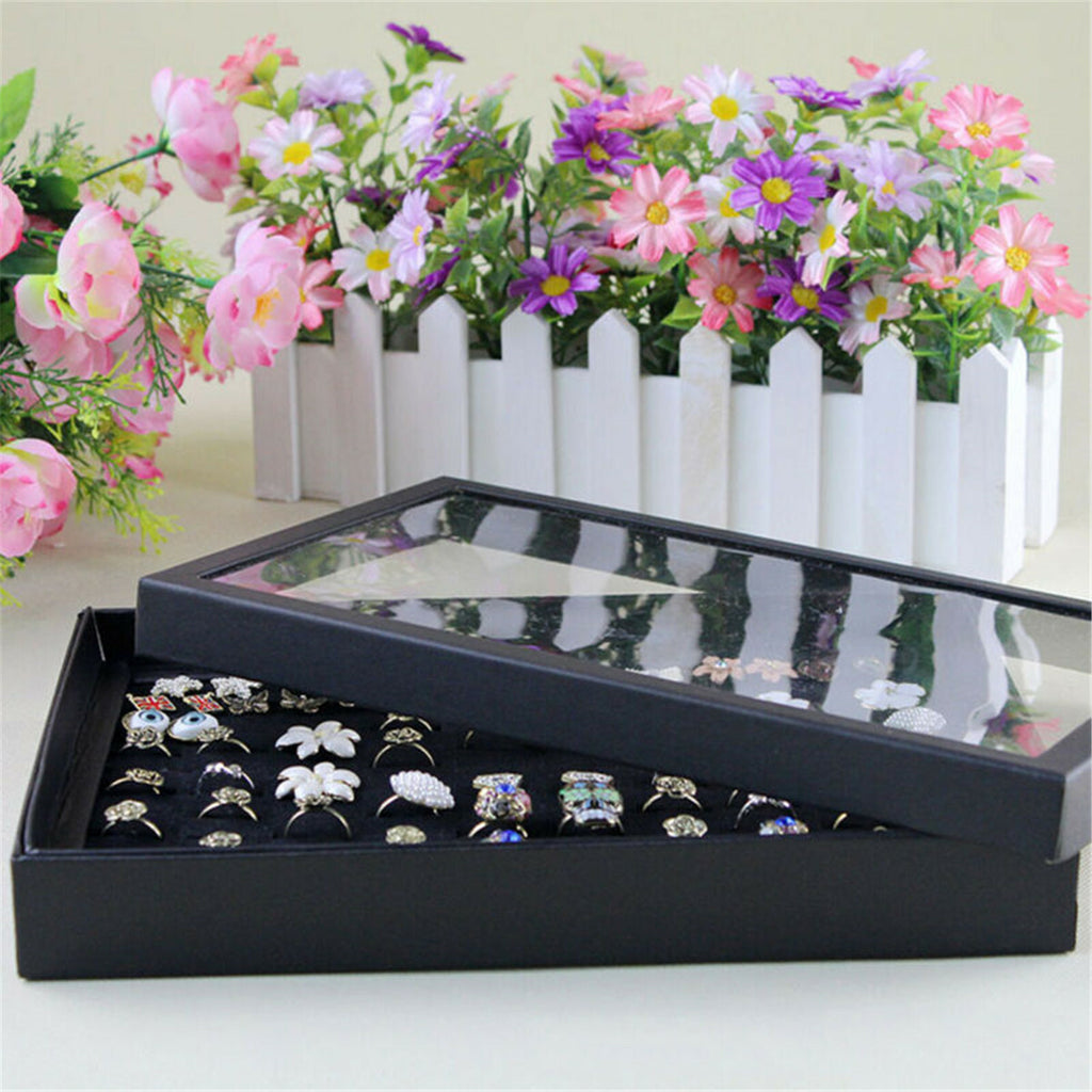 2pcs 100 Slot Jewelry Organizer Box | Velvet Ring & Earring Display Storage Case