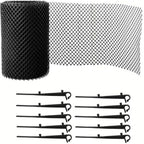 2PCS Leaf Protector Gutter Guard Mesh Set 600x16cm - Protective Net Guards with 60 Ground Spikes