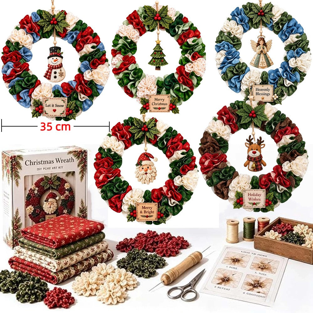 3D Fabric Poke Wreath DIY Kit Christmas Handmade Wreath Craft Set Party Decor