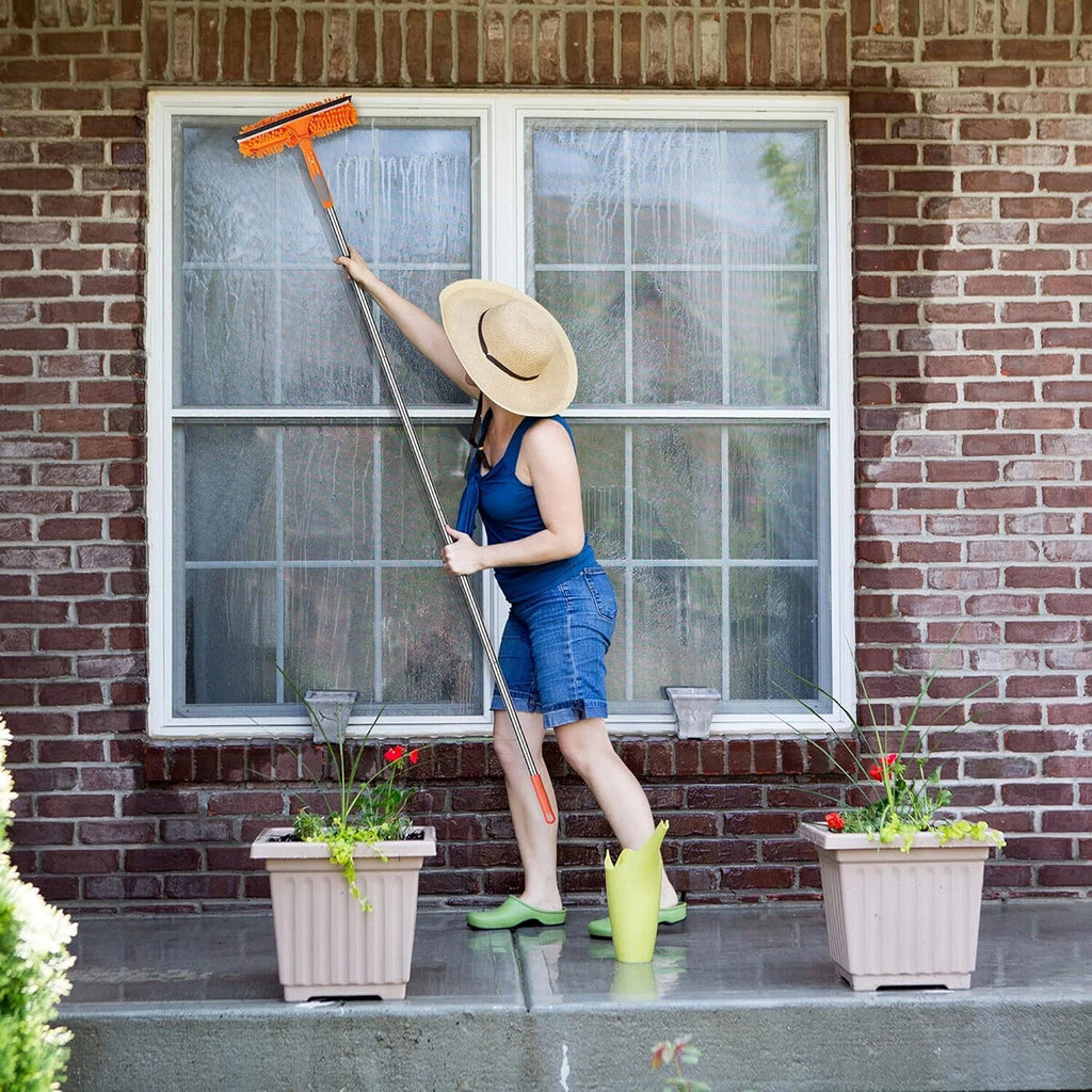 3 in 1 Extendable Window Cleaning Brush Kit – Microfibre Glass Cleaner, Spider Web Duster and Bendable Dusting Tool