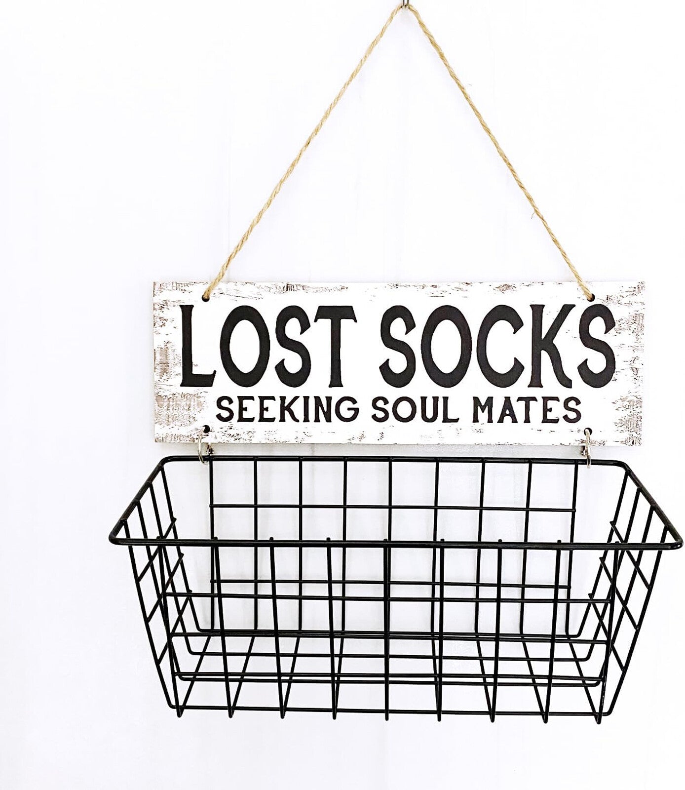 Lost Socks Laundry Basket Sign – Wall Mounted Laundry Room Sock Organizer