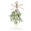 Artificial mistletoe hanging decoration with white berries and jute twine bow, 23cm