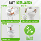 Elongated Raised Toilet Seat with Lid | Non-Slip Booster Seat for Elderly, Pregnant & Post-Surgery Recovery