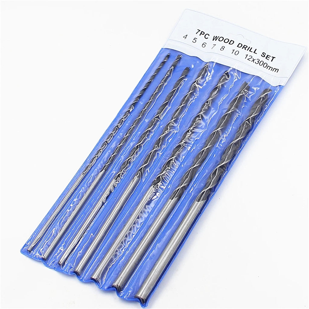 7PCS 300MM Extra Long Wood Drill Bit Set - Brad Point Woodworking Bits 4 5 6 7 8 10 12mm