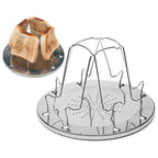 Folding toast rack set up over a gas stove