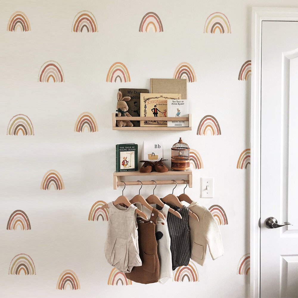 Boho Rainbow Wall Decals for Nursery and Kids Bedroom – Removable Vinyl Wall Stickers