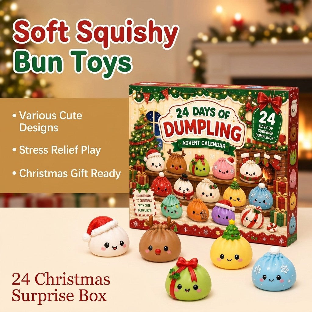 Soft squishy bun toys from the Christmas advent calendar – 24 Christmas surprise box