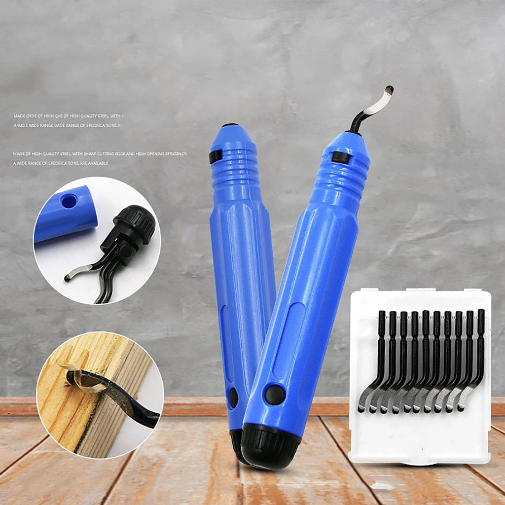 Rotary Deburring Tool Kit with 10 Blades – Manual Metal Deburr Set for Steel, Copper, Plastic and Wood