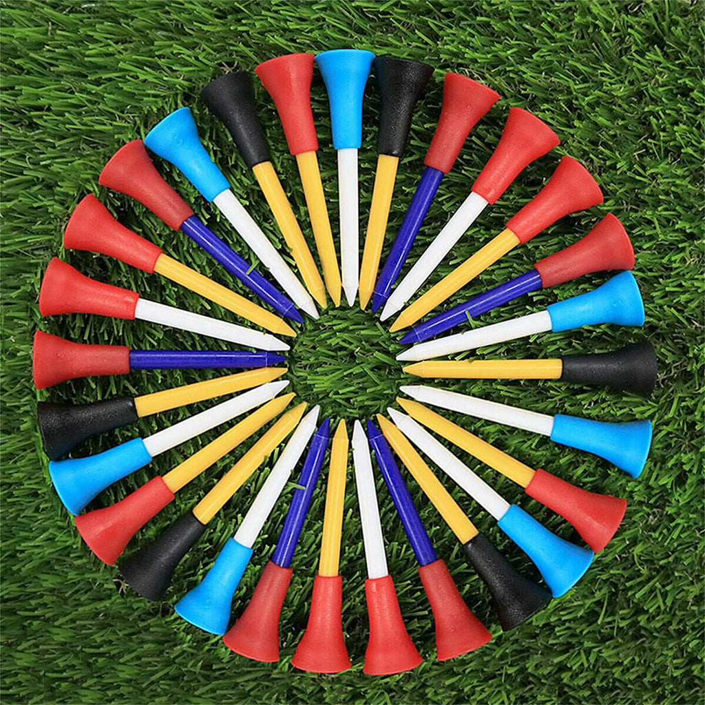 60 Pack 83mm Golf Tees with Rubber Cushion Top – Multi Color Durable Plastic Golf Tees