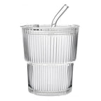2pcs Iced Coffee Cups Glass Cups with Lids and Straws Coffee Fruit Juice 450ml