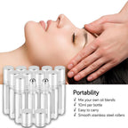 12PCS 10ml Clear Glass Roll On Bottles Set - Essential Oil Roller Bottles with Brush Funnel and Labels