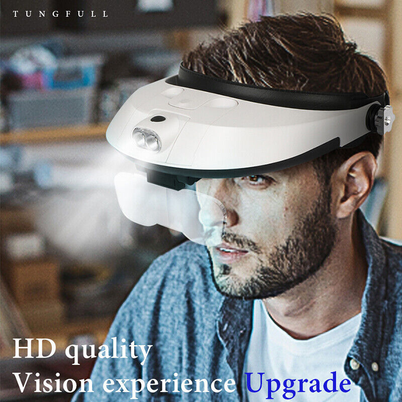 LED Headband Magnifying Glass with Light – Jeweler Headset Loupe (5 Lens Set)