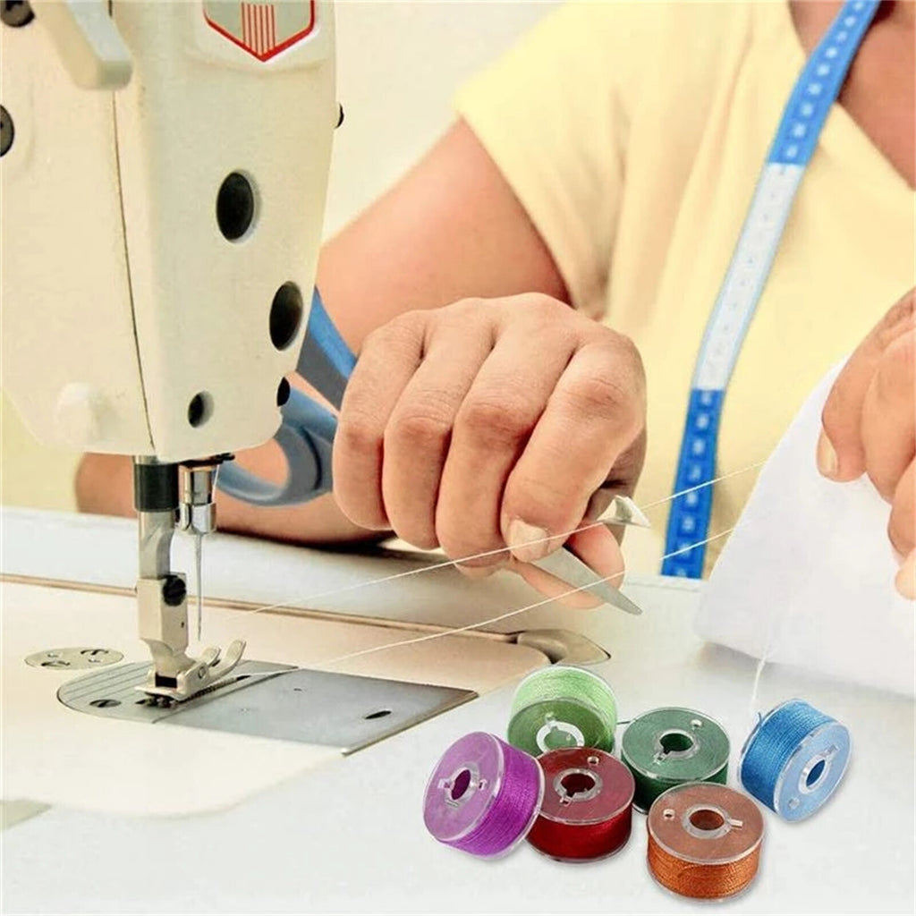 36PCS Sewing Machine Thread Spools with Clear Bobbin Storage Case Multicolor