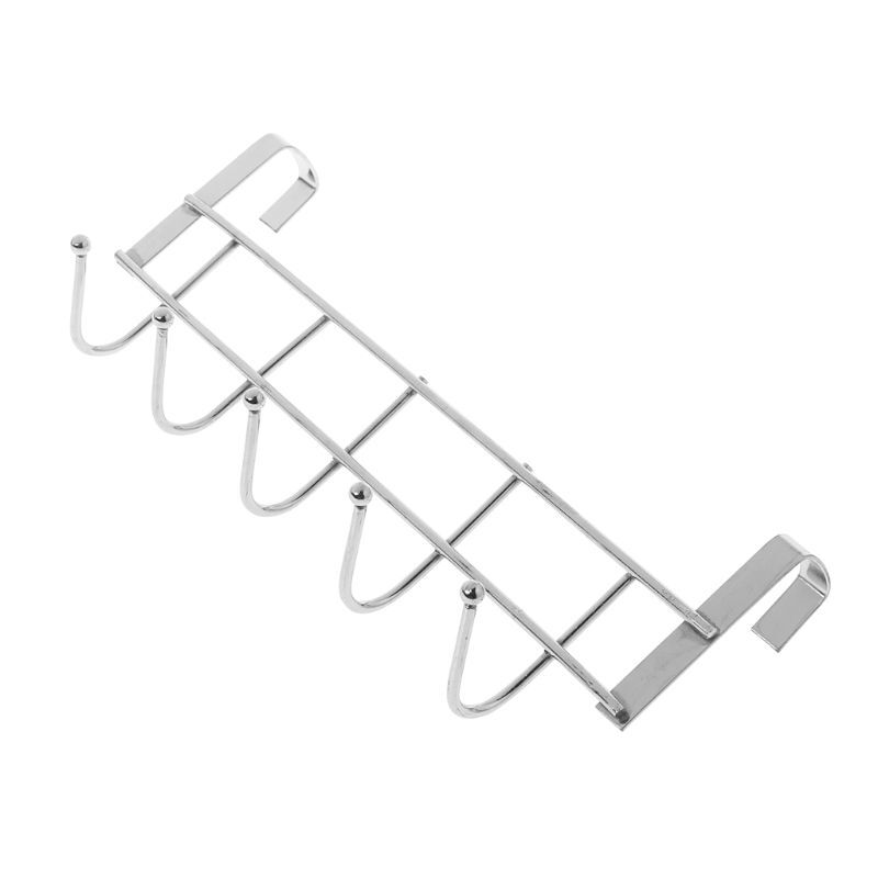 4pcs Over Door Hanger 5 Hooks | Stainless Steel Clothes Towel Rack No-Drill Holder