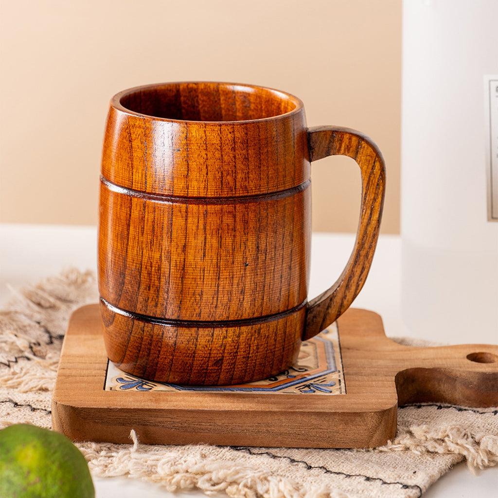 UP 10X Wooden Mug Large Coffee Beer Tea Wood Cup Drinking Drinkware Restaurant