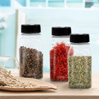 6/12/24/36pcs 100ml Clear Square Spice Jars with Lids | Plastic Herb Seasoning Storage Bottles