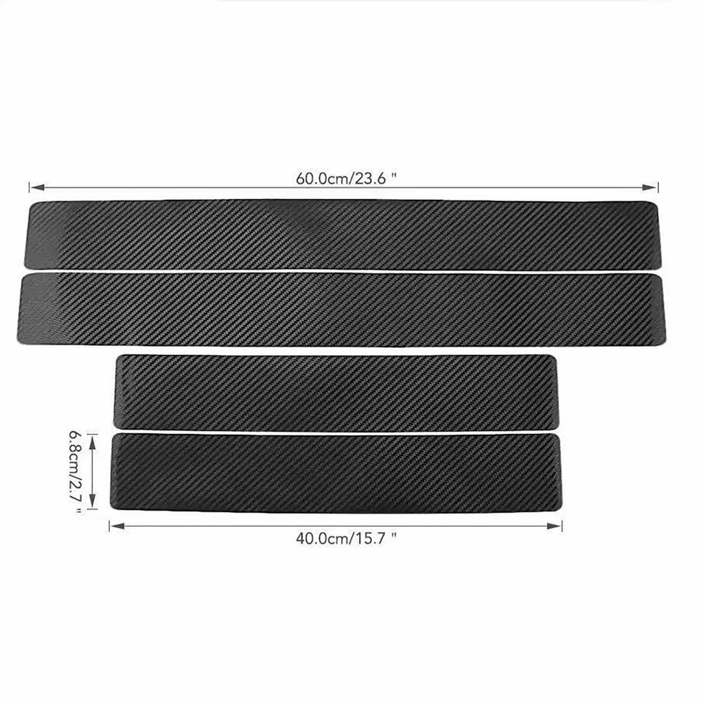 12PCS Carbon Fibre Style Car Door Sill Protector Stickers Scuff Plate Guard Kit