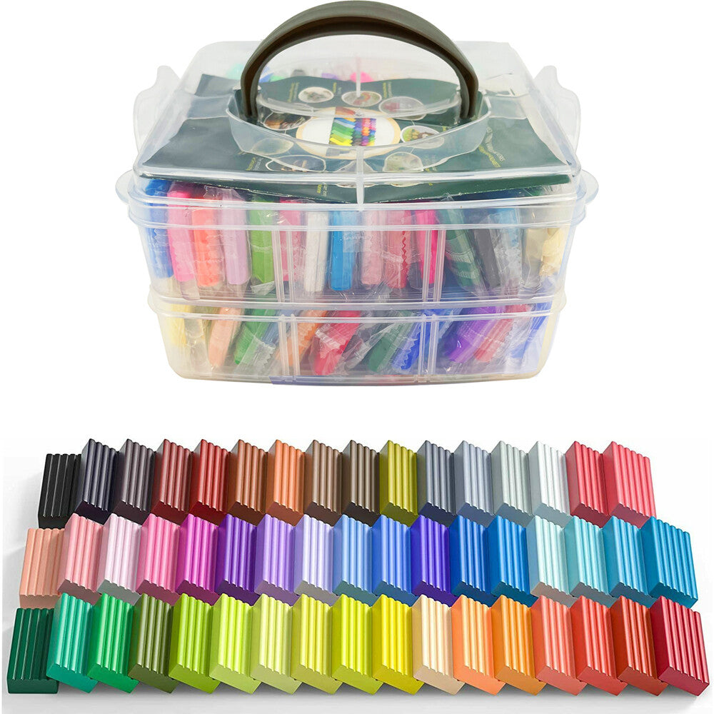 86PCS Polymer Clay Modelling Kit – 50 Colour Oven Bake DIY Sculpey Fimo Clay Set with Tools & Storage Box