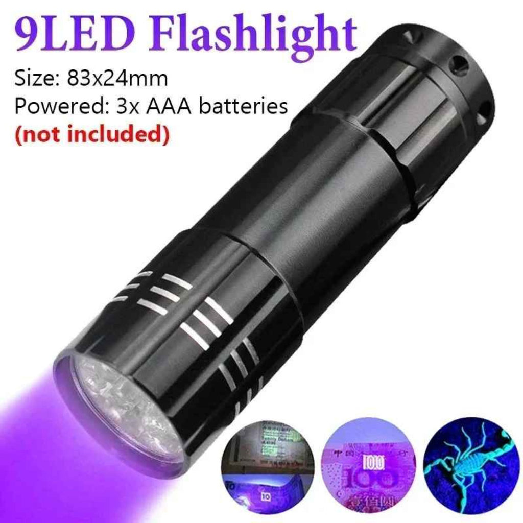 UV LED Blacklight Flashlight 395nm Portable Inspection Torch – Currency & Pet Stain Detector