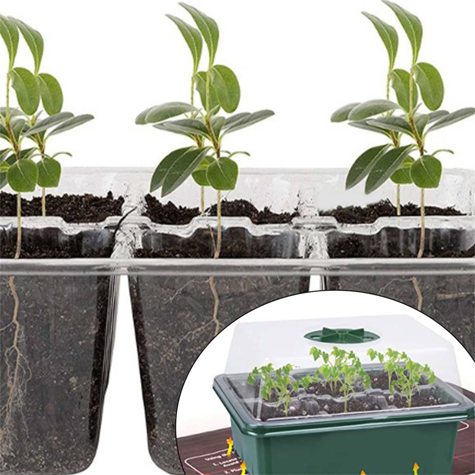20 Sets 12-Cell Seed Starter Tray Kit with Plant Labels | Seedling Propagation Grow Box