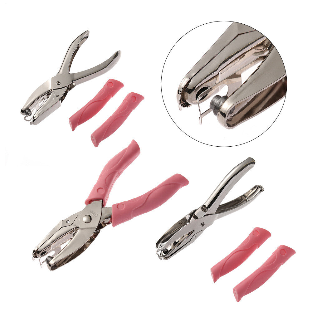 2Pcs Manual Puncher Paper Hand Metal Hole Punch Cutter Circle Soft Grip Paper