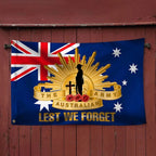 Double We Will Remembe Them Lest We Forget Flag Anzac Day Australia Grommet Flag