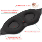 3D Memory Foam Sleep Eye Mask with Earplugs – Soft Travel Sleeping Blindfold