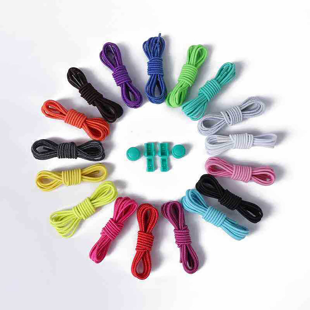 No Tie Elastic Shoelaces Lock System Running Sneakers Trainers Quick Lock Laces