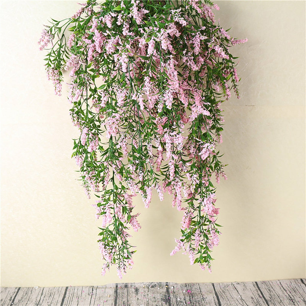 4PCS Artificial Hanging Lavender Plants Faux Vine Flowers Home Wedding Decor
