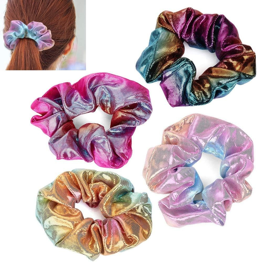 40PCS Metallic Glitter Scrunchies - Women’s Elastic Hair Ties Multicolour