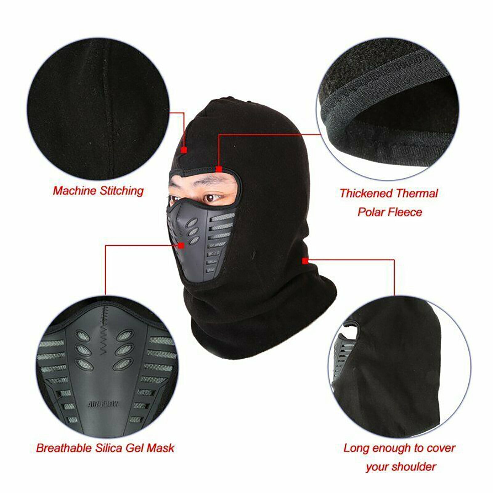 10pcs Balaclava Full Face Mask | Winter Fleece Ski Motorcycle Cycling Face Cover