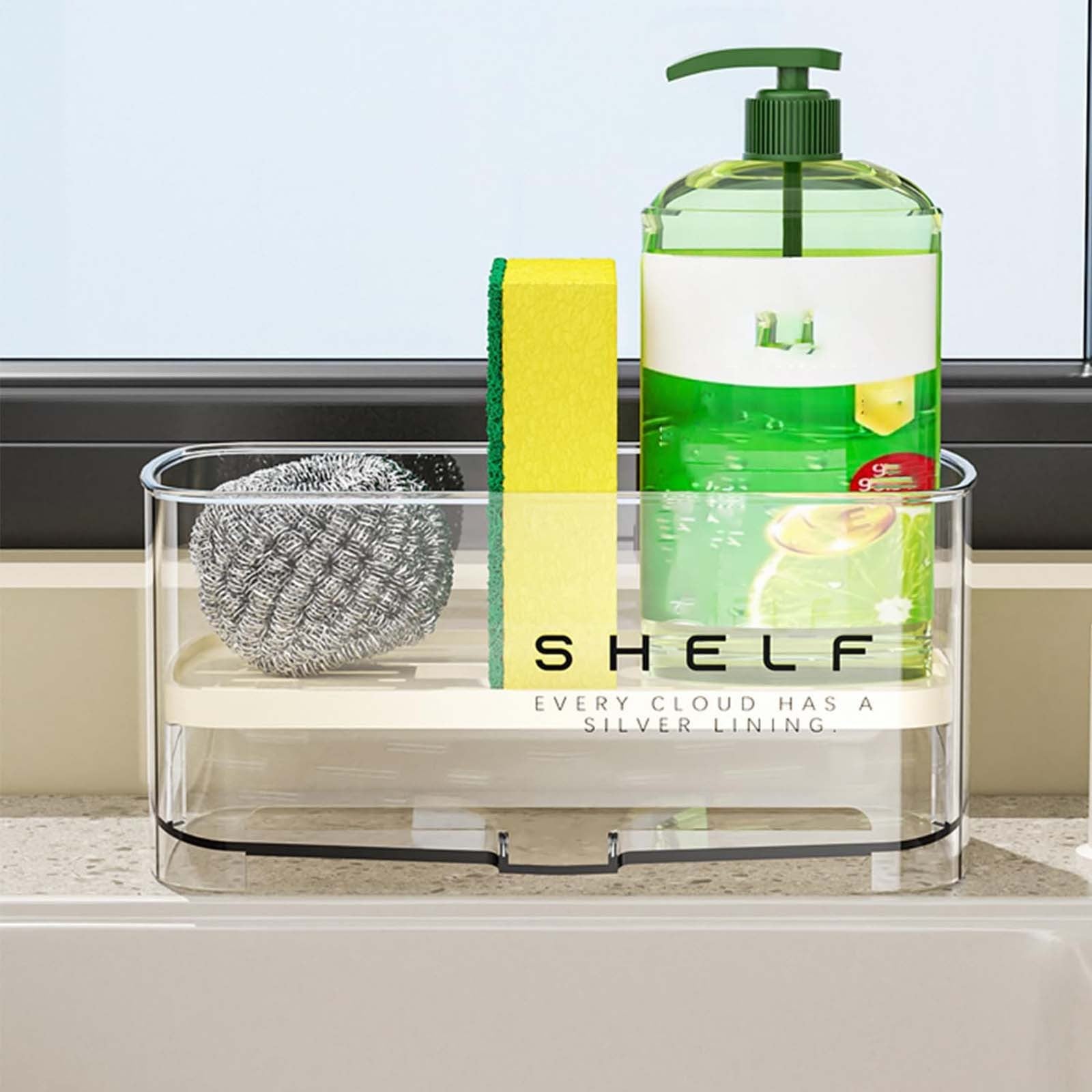 Transparent Kitchen Sink Rag Rack - Sponge Drain Storage Rack for Faucet and Sink Area